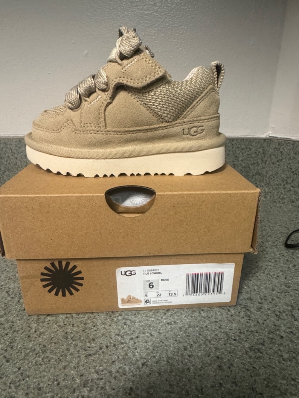 UGG Kids Tan Suede & Textile Platform Sneaker